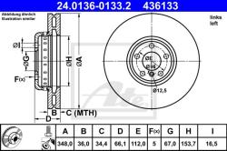 ATE Disc frana ATE 24.0136-0133.2 (24.0136-0133.2) - automobilus