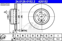 ATE Disc frana ATE 24.0126-0152.2 (24.0126-0152.2)