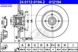 ATE Disc frana ATE 24.0112-0194.2 (24.0112-0194.2)
