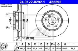 ATE Disc frana ATE 24.0122-0292.1 (24.0122-0292.1)