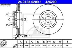 ATE Disc frana ATE 24.0125-0209.1 (24.0125-0209.1) - automobilus