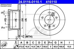 ATE Disc frana ATE 24.0116-0110.1 (24.0116-0110.1) - automobilus