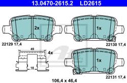 ATE set placute frana, frana disc ATE Ceramic 13.0470-2615.2 (13.0470-2615.2)