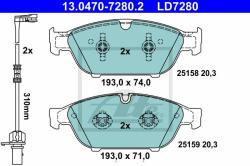 ATE set placute frana, frana disc ATE Ceramic 13.0470-7280.2 (13.0470-7280.2)