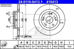 ATE Disc frana ATE 24.0110-0413.1 (24.0110-0413.1) - automobilus