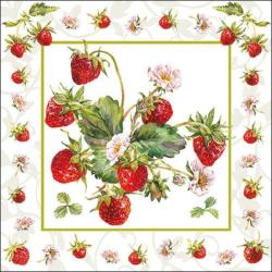 Ambiente Fresh Strawberries papírszalvéta 33x33cm, 20db-os - szep-otthon