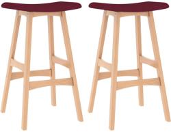 vidaXL Scaune de bar, 2 buc. , roșu vin, material textil (289395)