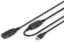 ASSMANN USB 3.0 Aktív hosszabbító kábel 20m - Fekete (DA-73107)