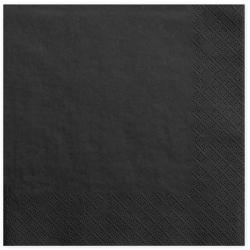 PartyDeco Szalvéta, 20 db , 33x33 cm, 3 rétegű, fekete