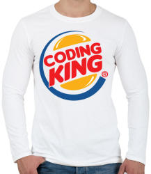 printfashion Coding King - Férfi hosszú ujjú póló - Fehér (3918224)