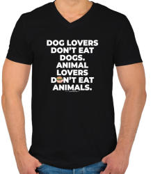 printfashion Animal lovers don't eat animals - vegán aktivista grafika #3 - Férfi V-nyakú póló - Fekete (3906322)
