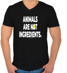 printfashion Animals are not ingredients. - vegán aktivista grafika #2 - Férfi V-nyakú póló - Fekete (3906321)