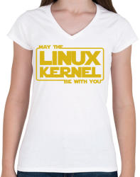 printfashion A Linux Kernel legyen veled - Női V-nyakú póló - Fehér (3920462)