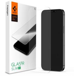 Apple iPhone 12 / 12 Pro, Kijelzővédő fólia, ütésálló fólia (az íves részre is! ), Tempered Glass (edzett üveg), tok barát, Spigen Glastr Slim HD, Clear