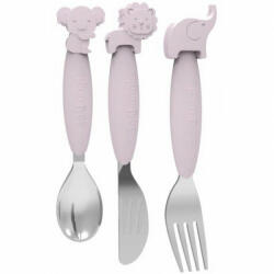 Bo Jungle Set Tacamuri Metalice Cu Manere De Silicon Roz - Bo Jungle (bjb500680) Set pentru masa bebelusi