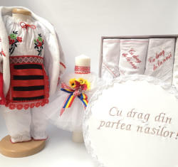 Magazin Traditional Set Traditional Botez Fetita - Costumas + Trusou + Cutie + Lumanare 2