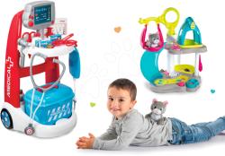 Smoby Set cărucior electronic medical Medical Smoby și căsuță pentru pisicuță cu sunete și funcții (SM340202-9)