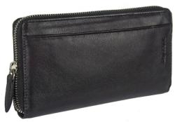 La Scala 3 oldalán cipzáros, elöl-hátul zsebes fekete bőr pénztárca La Scala (1334 black)
