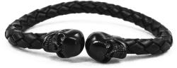 HIMHER Bratara barbati din piele Flexible Black Skulls 20.5 cm (BHB0011 - V2)