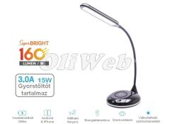  Asztali LED lámpa 5W állítható fényerő/CT wireless, kerek fekete V-TAC