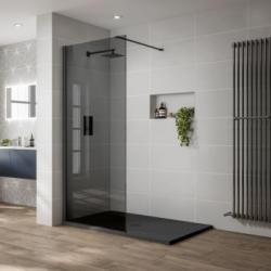 Balneum Walk-In zuhanyfal fekete profillal füst üveggel 70x200cm (BL-101-70B)