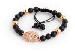 Napfény ékszer Rose gold cirkónia köves kagyló-ónix bátorság növelő, önmegvalósító, védelmező állítható ásványkarkötő