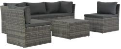 vidaXL Set mobilier de grădină cu perne, 4 piese, gri, poliratan (44723)