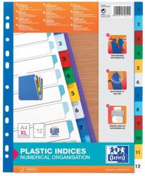 Oxford Index plastic color numeric 1-12, A4 XL, 120 microni, OXFORD (OX-100204813) - birotica-asp