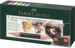 Faber Markere 2 capete acuarela FABER-CASTELL Albrecht Durer Watercolour Portrait, 5 culori/cutie, FC160307