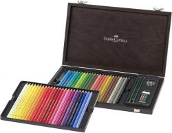 Faber Creioane colorate FABER-CASTELL Polychromos, 48 buc/set, cutie lemn, FC110006