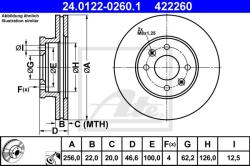 ATE Disc frana ATE 24.0122-0260.1 (24.0122-0260.1) - automobilus
