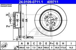 ATE Disc frana ATE 24.0109-0711.1 (24.0109-0711.1) - automobilus
