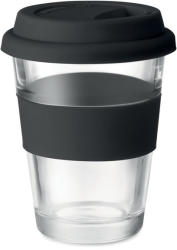 Everestus Cana de voiaj din sticla, 350 ml, cu capac din silicon, Everestus, 20IAN345, Negru, saculet inclus (EVE01-MO9992-03)