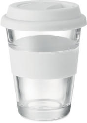 Everestus Cana de voiaj din sticla, 350 ml, cu capac din silicon, Everestus, 20IAN350, Alb, saculet inclus (EVE01-MO9992-06)