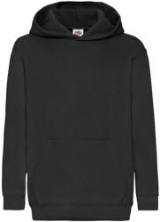 Fruit of the Loom Gyerek Pulóver Kapucnis Hosszú ujjú Fruit of the Loom Classic Hooded Sweat Kids - 140 (9-11), Fekete