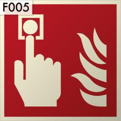  Tűzjelző kézi jelzésadó, Utánvilágító műanyag biztonsági jel tábla 15x15 cm - IMPLASER B150
