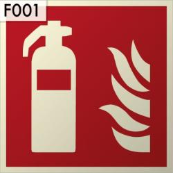  Tűzoltó készülék, Utánvilágító műanyag biztonsági jel tábla 15x15 cm - IMPLASER B150