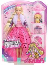 Mattel Barbie - Princess Adventure - Szőke hajú baba kiskutyával (GML76)