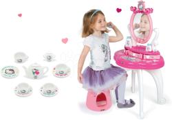 Smoby Set măsuță cosmetică cu scăunel Hello Kitty Smoby cu set pentru ceai din porțelan (SM320239-2)