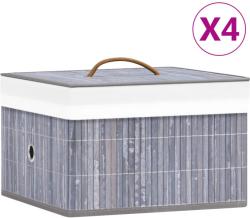 vidaXL Cutii de depozitare, 4 buc. , gri, bambus (320767)