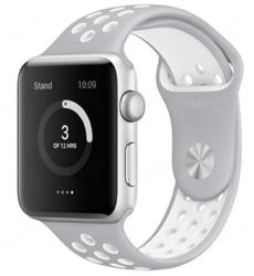 Lélegző Sport Apple Watch szíj Ezüstszürke-fehér 42/44/45mm S/M