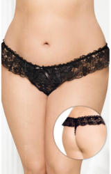SoftLine alul nyitott szexis fekete csipke randi bugyi XL-3XL EUR: 48-56
