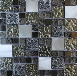 Settimo Mozaic Sticla decorativ cu insertii metalice argintii 081 (MI040)