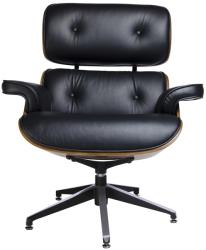 Settimo Fotoliu Lounge lemn trandafir si tapiterie din piele neagra (KI185)