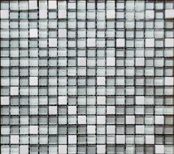 Settimo Mozaic mixt alb-gri din marmura si sticla MMX008 (MI161)