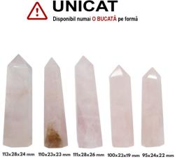 Obelisc Cuart Roz 1 Varf Natural - 95-113 x23-28 x 19-14 mm - (XXL) - 1 Buc