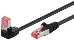 Goobay Cablu de retea cat 6 SFTP cu 1 unghi 90 grade 1m Negru, Goobay G51543 (G51543)