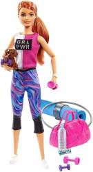 Mattel Barbie - Fitness baba - vörös hajú - kiskutyával és kiegészítőkkel (GJG57)