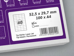 LabelLife Etichete autoadezive A4, 52.5 x 29.7 mm, 40 etichete coala A4 (VEC20S53X30AA)