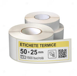 LabelLife Role etichete termice autoadezive 50x25 mm, 1500 etichete rola (ER13R50X25CA)